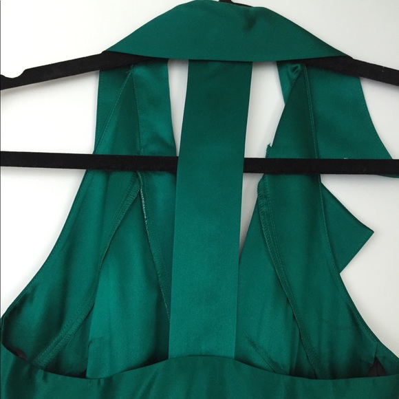 Emerald Green Silk Mini Dress Xs - Picture 4 of 4